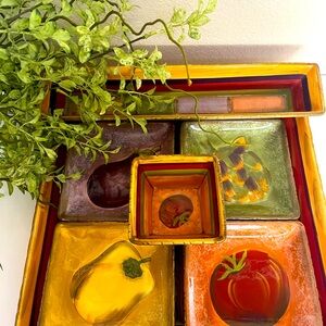 TIERRA TOSCANO Hand Painted Clay Art Food Servers - Set of 7 pcs.